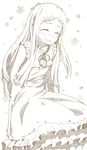  ano_hi_mita_hana_no_namae_wo_bokutachi_wa_mada_shiranai. arms_behind_back blush closed_eyes dress faux_traditional_media frills gathers honma_meiko long_hair monochrome ochau smile solo sundress tears water_drop 