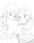  akiyama_mio dancho_(danch) greyscale k-on! long_hair monochrome multiple_girls sweatdrop tainaka_ritsu 