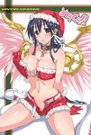 angel_wings bare_shoulders bell belt black_hair blush boots breasts bustier chain christmas collar corset gloves green_eyes hair_bell hair_ornament hat jingle_bell kazane_hiyori large_breasts legs lingerie merry_christmas no_panties open_clothes open_fly open_mouth red_gloves santa_costume santa_hat shiny shiny_skin short_shorts shorts sitting solo sora_no_otoshimono spread_legs suzutsuki_kurara thighs underwear undressing unzipped white_legwear wings 