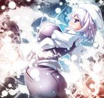  blush breasts hat huge_breasts ichio lavender_hair letty_whiterock purple_eyes scarf short_hair smile solo touhou white_scarf 