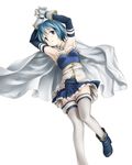  armpits arms_up blue_eyes blue_hair cape dancho_(danch) empty_eyes gloves magical_girl mahou_shoujo_madoka_magica miki_sayaka short_hair skirt solo thighhighs 