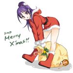  2girls bad_id bad_pixiv_id candy candy_cane character_doll christmas food futari_wa_precure_splash_star half_updo hyuuga_saki merry_christmas mishou_mai multiple_girls precure purple_eyes purple_hair santa_costume uno_(uso) 