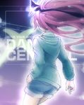  dancho_(danch) from_behind hand_on_hip highres long_hair mahou_shoujo_madoka_magica red_hair sakura_kyouko shorts solo 