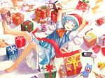  barefoot bear blue_hair bow breasts candy character_doll charlotte_(madoka_magica) christmas cirno closed_eyes dynamite feet food gift green_hair hair_bow handheld_game_console happy hat lollipop lying mahou_shoujo_madoka_magica mittens playstation_portable santa_hat short_hair small_breasts smile snow snowman solo stuffed_toy touhou wings zrero 