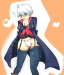  breasts capcom coat devil_may_cry devil_may_cry_4 genderswap nero_(devil_may_cry) panties short_hair solo thighhighs underwear white_hair white_panties 