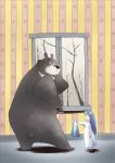  2011 anthro black_fur duo female fur human male mammal overweight overweight_male toukurou ursine 