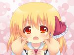  bad_id bad_pixiv_id blonde_hair cheek_pull red_eyes ribbon rumia shinekalta short_hair solo touhou 