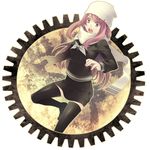  ban_airi beanie black_skirt devil_survivor_2 gears hat megami_ibunroku_devil_survivor pink_hair scarf skirt solo tatsuji thighhighs yellow_eyes zettai_ryouiki 