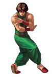  baggy_pants bare_shoulders brown_eyes brown_hair chinese_clothes fighting_stance flats halter_top halterneck headband male_focus muscle official_art ogura_eisuke pants sie_kensou sleeveless solo the_king_of_fighters the_king_of_fighters_xii 