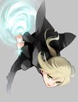  ahoge artoria_pendragon_(all) bad_id bad_pixiv_id blonde_hair fate/stay_night fate/zero fate_(series) formal fumiko_(throughx2) green_eyes invisible_air long_hair pant_suit perspective ponytail running saber simple_background suit sword weapon 