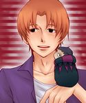  black_eyes caster_(fate/zero) chibi earrings fate/stay_night fate/zero fate_(series) jewelry male_focus multiple_boys orange_hair t-area uryuu_ryuunosuke 