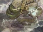  cloud copyright_request dragon eastern_dragon g.river lightning no_humans orb red_eyes storm 