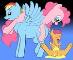  equine female feral friendship_is_magic horse lesbian mammal my_little_pony peeing pegasus pinkie_pie_(mlp) pony rainbow_dash_(mlp) scootaloo_(mlp) urine watersports wings young 