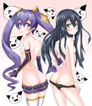  amamiya_akira ar_tonelico ar_tonelico_iii ass black_hair blush butt_crack cocona_vatel flat_chest green_eyes hair_ornament long_hair looking_back multiple_girls nipples panties purple_eyes purple_hair soma twintails underwear undressing 