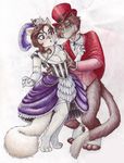  an_american_tail anthro barefoot breasts cat_r._waul cat_r_waul cleavage clothed clothing dontfapgirl dress duo eyewear feline female fievel grin hat male mammal monocle rape_face straight surprise top 