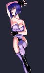  armpits bad_id bad_pixiv_id boots cyborg fingerless_gloves fusianatan ghost_in_the_shell ghost_in_the_shell_stand_alone_complex gloves kusanagi_motoko leg_lift leotard purple_hair purple_leotard red_eyes short_hair solo thighhighs 
