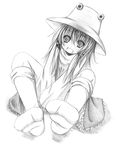  greyscale hat kurona monochrome moriya_suwako socks solo touhou 