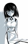  bad_id bad_pixiv_id bare_shoulders black_hair blue china_dress chinese_clothes dress monochrome original rei_(rei's_room) solo 