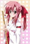  artist_request bamboo_broom broom brown_eyes copyright_request hakama japanese_clothes miko red_hair red_hakama solo twintails 