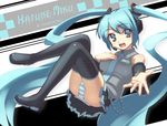  bad_id bad_pixiv_id blue_eyes blue_hair hatsune_miku headset long_hair miniskirt oryou panties skirt solo striped striped_panties thighhighs twintails underwear very_long_hair vocaloid 