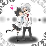  1girl allen_walker artist_request d.gray-man heart hug lowres road_kamelot sketch thighhighs 