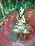  bad_id bad_pixiv_id bare_shoulders blood blush dress flat_chest flower forest harepore nature pond saya saya_no_uta solo tree water 