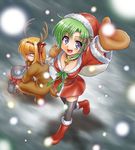  animal_costume blue_eyes breasts christmas cleavage fuyou_kaede green_hair hair_ribbon hat large_breasts multiple_girls orange_hair peter_(gvb) purple_eyes reindeer_costume ribbon santa_costume shigure_asa short_hair shuffle! skirt thighhighs zettai_ryouiki 