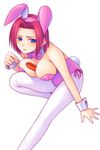  animal_ears bad_id bad_pixiv_id between_breasts breasts bunny_ears bunnysuit cleavage code_geass kallen_stadtfeld large_breasts leg_up legs leotard long_legs noise_(tsuzuki) pantyhose pink_leotard solo thighs 