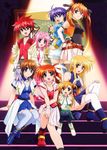  6+girls ahoge belt blonde_hair blue_eyes blue_hair brown_hair caro_ru_lushe casual elbow_gloves erio_mondial fate_testarossa gloves green_eyes hair_ornament heterochromia jacket long_hair lyrical_nanoha mahou_shoujo_lyrical_nanoha_strikers midriff minigirl miniskirt multiple_girls okuda_yasuhiro open_clothes open_jacket panties panties_under_pantyhose pantyhose pink_hair purple_eyes purple_hair red_eyes red_hair reinforce_zwei short_hair shorts side_ponytail skirt subaru_nakajima takamachi_nanoha teana_lanster thighhighs twintails underwear v vivio waist_cape x_hair_ornament yagami_hayate zettai_ryouiki 