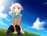  bad_id bad_pixiv_id blonde_hair blue_eyes cloud day esia_mariveninne komone_ushio original pantyhose sky solo 