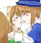  incest kiss lowres miraretadakede multiple_girls rozen_maiden saliva saliva_trail siblings sisters souseiseki suiseiseki twincest twins yuri 