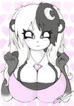 &hearts; anthro bear big_breasts blush breasts bust cjrfm cleavage clothed clothing female hair looking_at_viewer luna_the_panda_bear mammal necklace panda plain_background slit_pupils smutbunny solo team-happi-bomb two_tone_hair white_background 