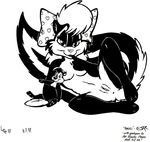  angel_(character) anthro anus black_and_white bow breasts desiree_lee english_text female looking_at_viewer mammal monochrome nipples nude pinup plushie pose post pussy skunk solo spread_legs spreading text wildlifers 