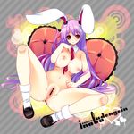  animal_ears breasts bunny_ears censored cum huge_breasts long_hair nude pillow pointless_censoring purple_hair pussy reisen_udongein_inaba shima_chiyo shoes sitting socks solo spread_legs spread_pussy touhou very_long_hair white_legwear 