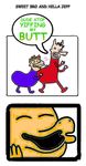  brown_hair butt clothed clothing comic compression_artifacts duo english_text eyes_closed gay hair hella_jeff horn human humor humping laugh looking_away male mammal ms_paint_adventures open_mouth plain_background sex sweet_bro sweet_bro_and_hella_jeff text what white_background 