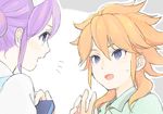  1girl amemiya_taiyou blue_eyes face hirosuke_(psychexx) inazuma_eleven_(series) inazuma_eleven_go kudou_fuyuka long_hair open_mouth orange_hair purple_hair scolding 