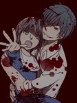  1girl black_eyes black_hair blood blue_eyes brown_hair corpse_party headband highres kizami_yuuya md5_mismatch mochida_yuka n_hirune spoilers 