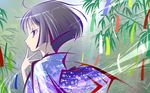  bamboo haiiro japanese_clothes kimono original profile short_hair solo tanabata tanzaku 