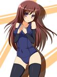  brown_hair highres long_hair nibansu one-piece_swimsuit original purple_eyes school_swimsuit solo swimsuit 