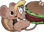  &hearts; bottomless brown_eyes burger cheese clothed clothing eating flag food fork half-dressed lettuce male mammal messy mouse plain_background rodent senpuuki senpuuki-chan solo tail tomato toothpick vest white_background 