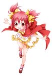  arc_the_lad bad_id bad_pixiv_id bare_legs bobby_socks bow cape choko_(arc_the_lad) full_body hair_ribbon herusi mary_janes pink_hair red_cape red_eyes ribbon running shoes short_hair short_twintails skirt smile socks solo twintails two_side_up white_background yellow_bow 