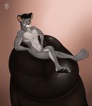  anthro cougar eyewear feline freckles_(artist) gay glasses hands_on_hips hyper ken_sample looking_at_viewer macro male mammal micro nude paws penis pose reclining sitting size_difference solo soto urethra what 