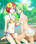  bad_id bad_pixiv_id bikini genderswap genderswap_(mtf) holding_hands inazuma_eleven inazuma_eleven_(series) kawai_(sakura_ichi) kiyama_hiroto midorikawa_ryuuji multiple_girls nail_polish red_hair swimsuit 