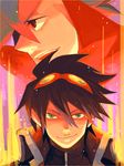  blue_hair goggles goggles_on_head green_eyes kamina male_focus multiple_boys noeru_(soul64) red_eyes simon smile tegaki tengen_toppa_gurren_lagann 