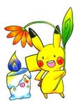  ambiguous_gender blue_fire blush chao-chao fire flower litwick nintendo pikachu pok&#233;mon pok&eacute;mon video_games 