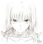  2011 armor artoria_pendragon_(all) dated fate/stay_night fate_(series) frown highres kem_kem monochrome saber signature sketch sketching solo 