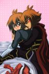  2boys blush brown_hair dual_persona highres multiple_boys slifer_red_uniform yu-gi-oh! yuki_judai yuu-gi-ou_gx yuuki_juudai 