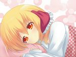  bad_id bad_pixiv_id blanket blonde_hair pillow red_eyes ribbon rumia shinekalta short_hair solo touhou 