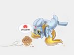  &hearts; &lt;3 blonde_hair blue blue_body cutie_mark derpy_(mlp) derpy_hooves_(mlp) english_text equine female feral flying food friendship_is_magic hair ipan long_hair mammal muffin my_little_pony pegasus plain_background solo tail text tongue tongue_out trap upside_down wings yellow_eyes 