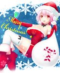  bad_id bad_pixiv_id bare_shoulders breasts christmas elbow_gloves gloves hat headphones highres kirifrog large_breasts looking_at_viewer merry_christmas nitroplus open_mouth pink_hair red_eyes sack santa_costume santa_gloves santa_hat snow snowflakes solo super_sonico thighhighs white_legwear 